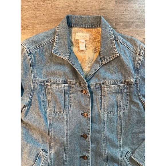 VTG J. Jill Denim Maxi Dress Long Sleeve Button Front Petite Size 14P Light Wash - Picture 4 of 7